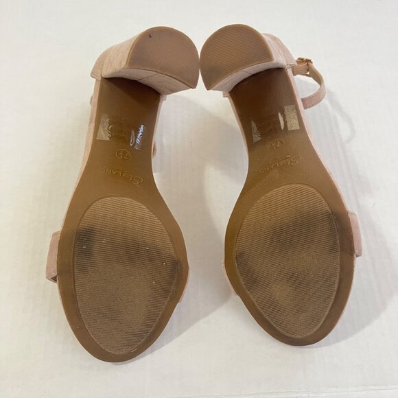 Faux Suede Ankle Strap Open Toe Heel Sandals Sz 7.5 Timeless Romantic Soft Glam - Picture 7 of 7
